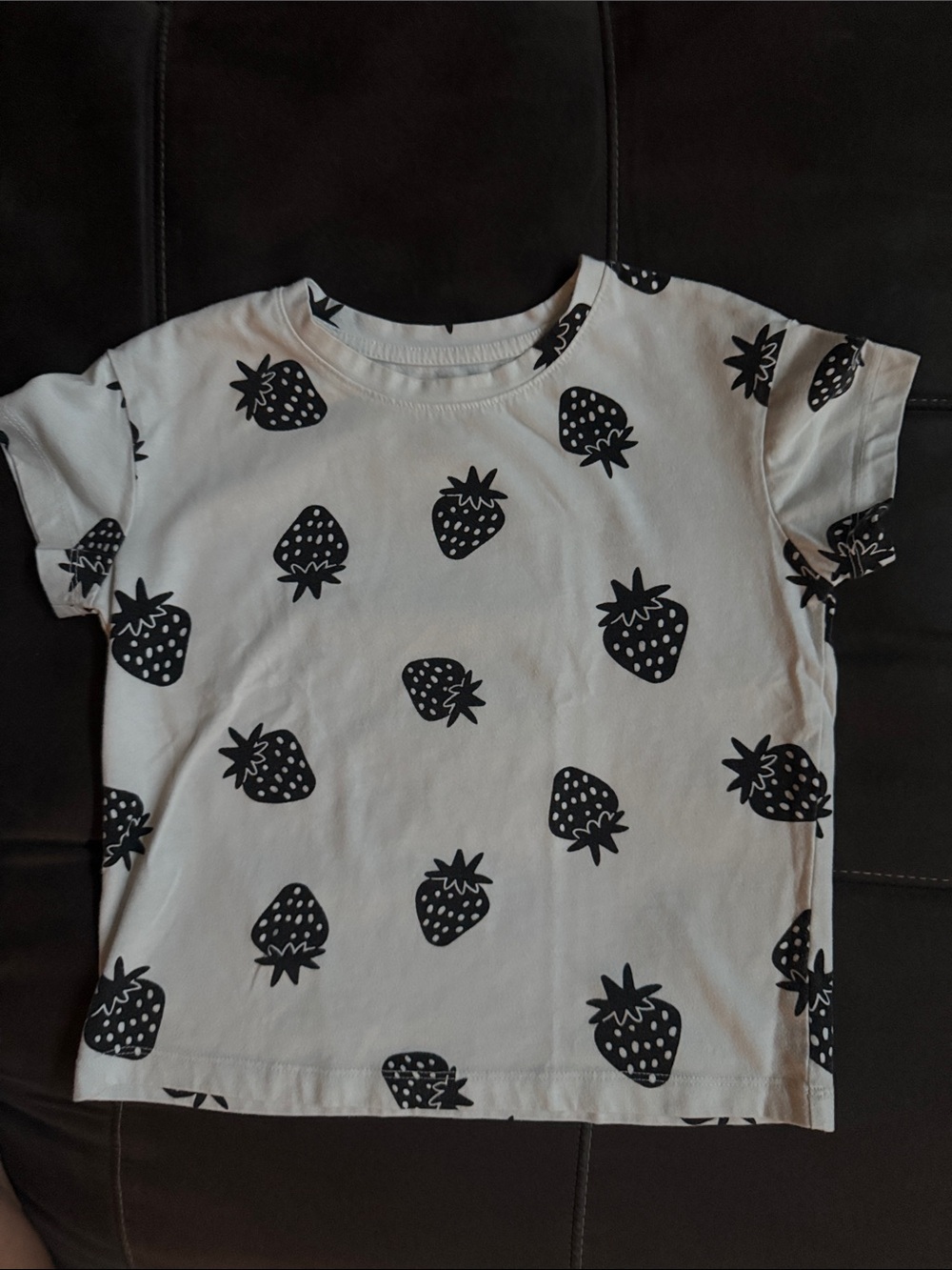 Cat & Jack White Tee with Black Strawberry Print